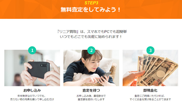 リニア買取 先払い買取の申込み手順・審査・在籍確認・必要書類について