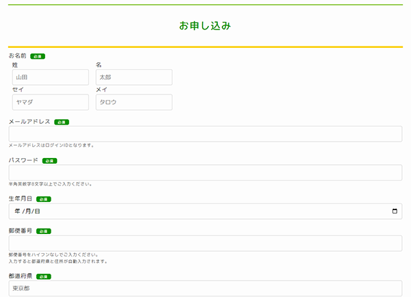 じぶんポケットマネー公式サイトのお申し込みフォーム