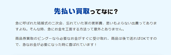 ピングー（PINGU） 先払い買取の特徴と５ちゃんねるの評判