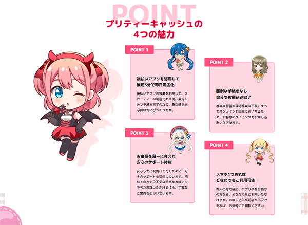 プリティーキャッシュ現金化サービスの特徴