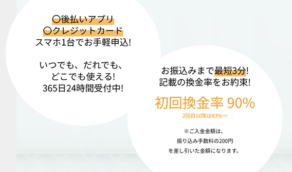ペイチェン 現金化サービスの特徴