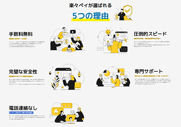 楽々ペイ 現金化サービスの特徴