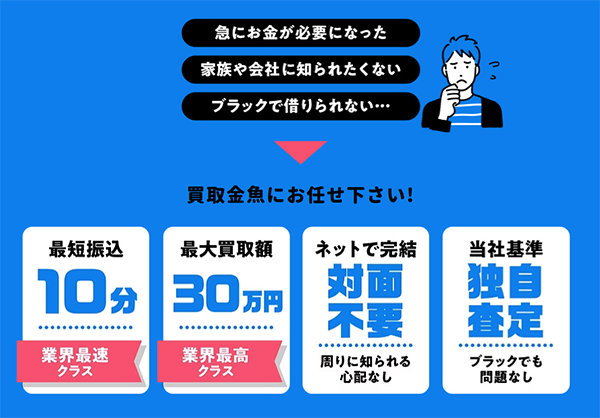 買取金魚の特徴
