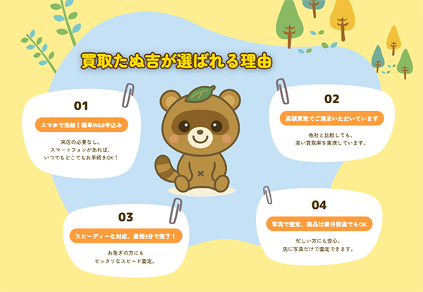 買取たぬ吉が選ばれる理由