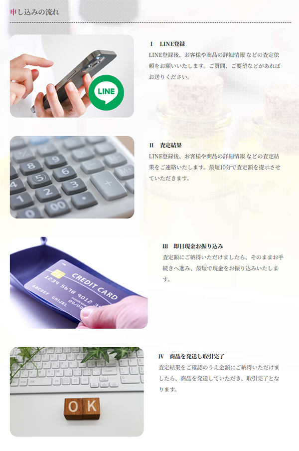 YAMABUKI（ヤマブキ）先払い買取の申込の流れ