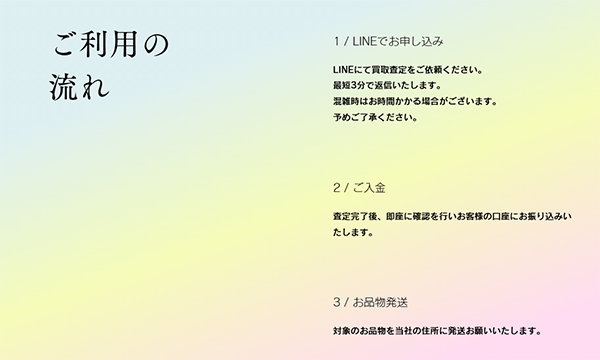 ユニコーン 先払い買取の申込み手順